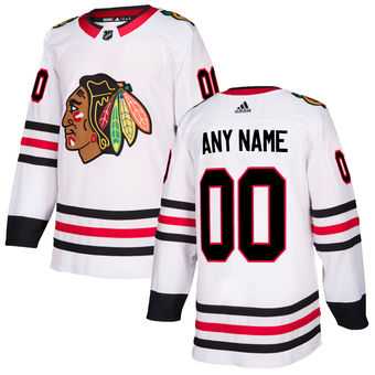 Men%27s Chicago Blackhawks adidas White Authentic Custom Jersey